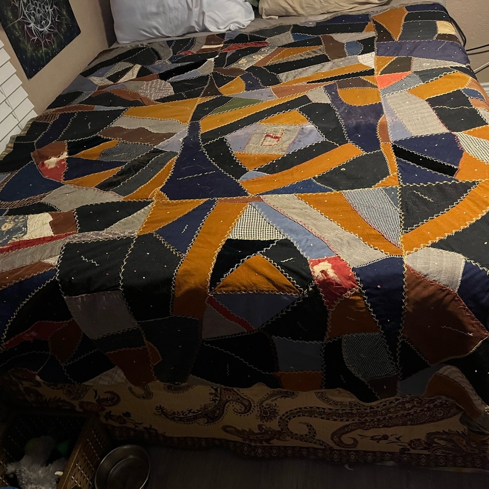 1921 Crazy Quilt - Amazing Condition - 84x72 Vintage/Rare